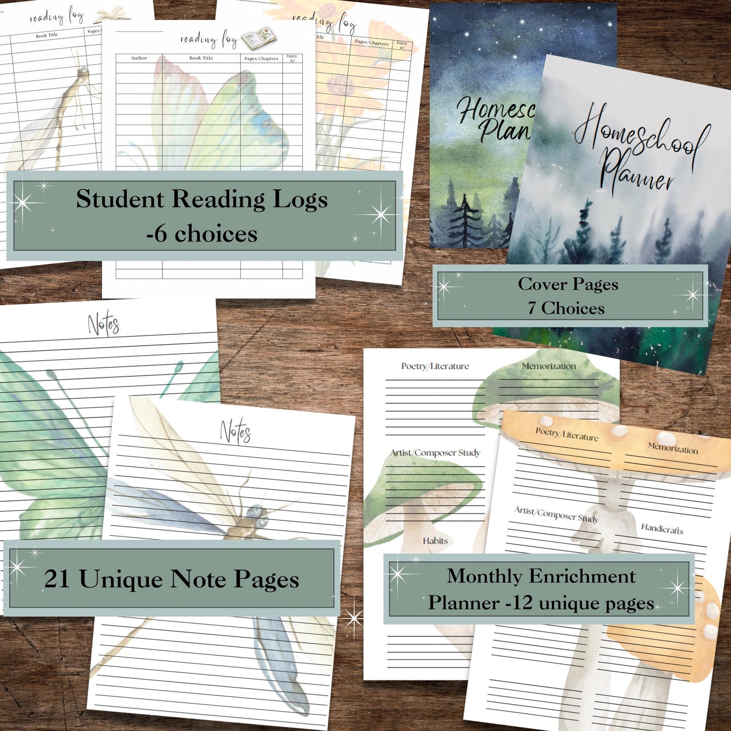 Homeschool Planner Printables 2025 2026 | Charlotte Mason Inspired | Nature Themed | Academic Year | A full TWO years of Calendars! |