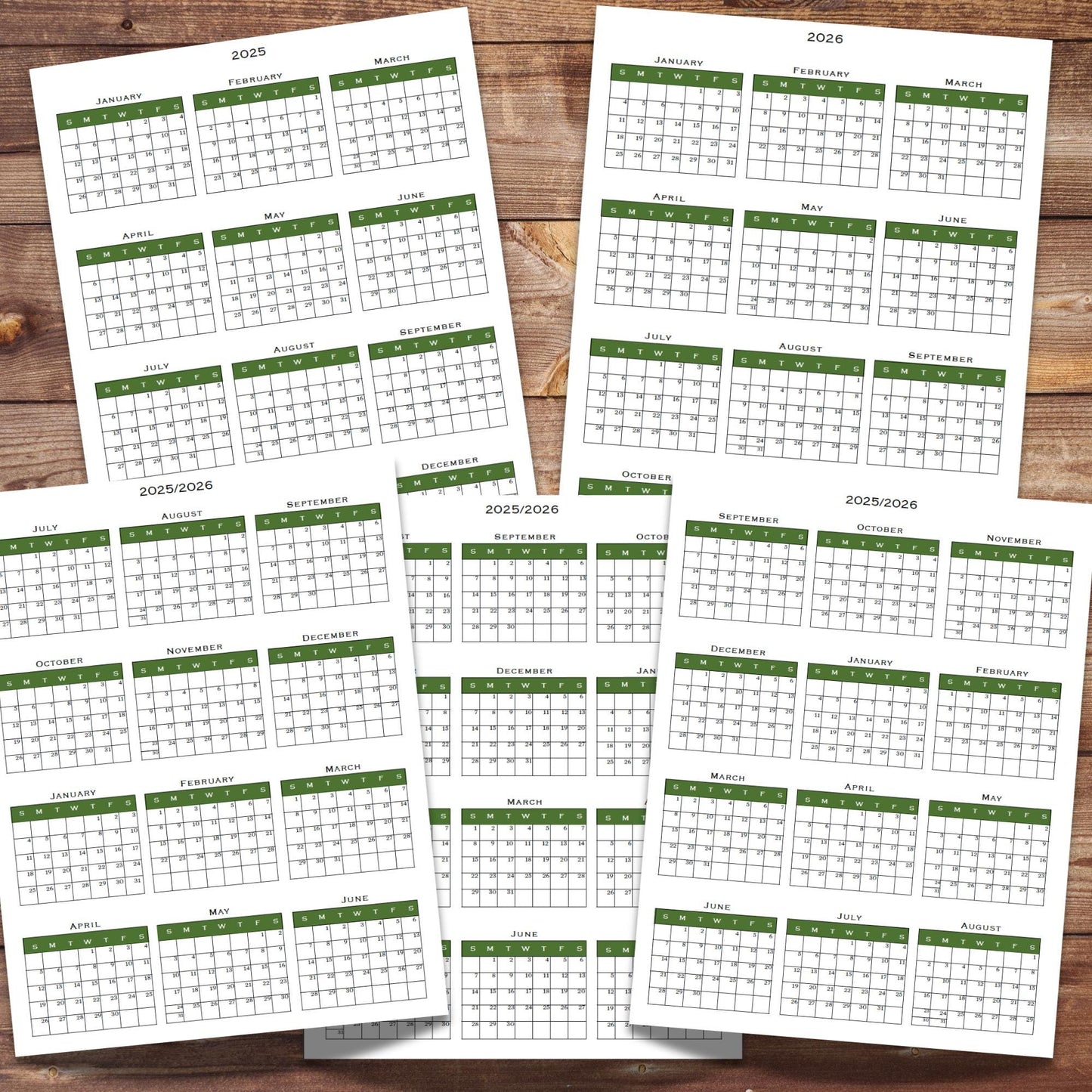 Year at a Glance 2025 2026 full year & Academic Year | Yearly planner | Schedule Your School Year | Homeschool Printables | School Calendar