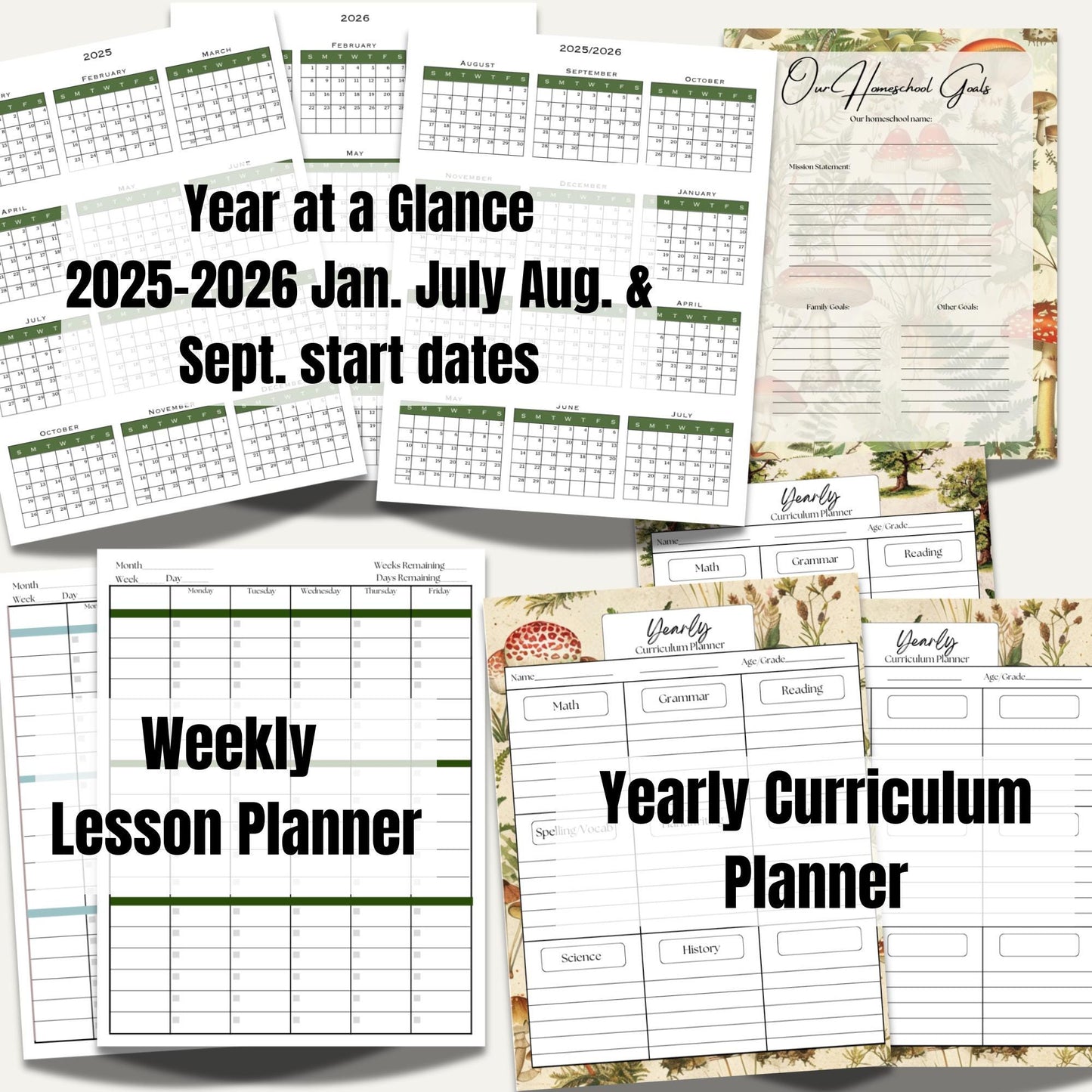 2025 2026 Printable Homeschool Planner | Vintage Storybook Theme | SO many planning pages | Homeschooling Schedule | Monthly Calendar |