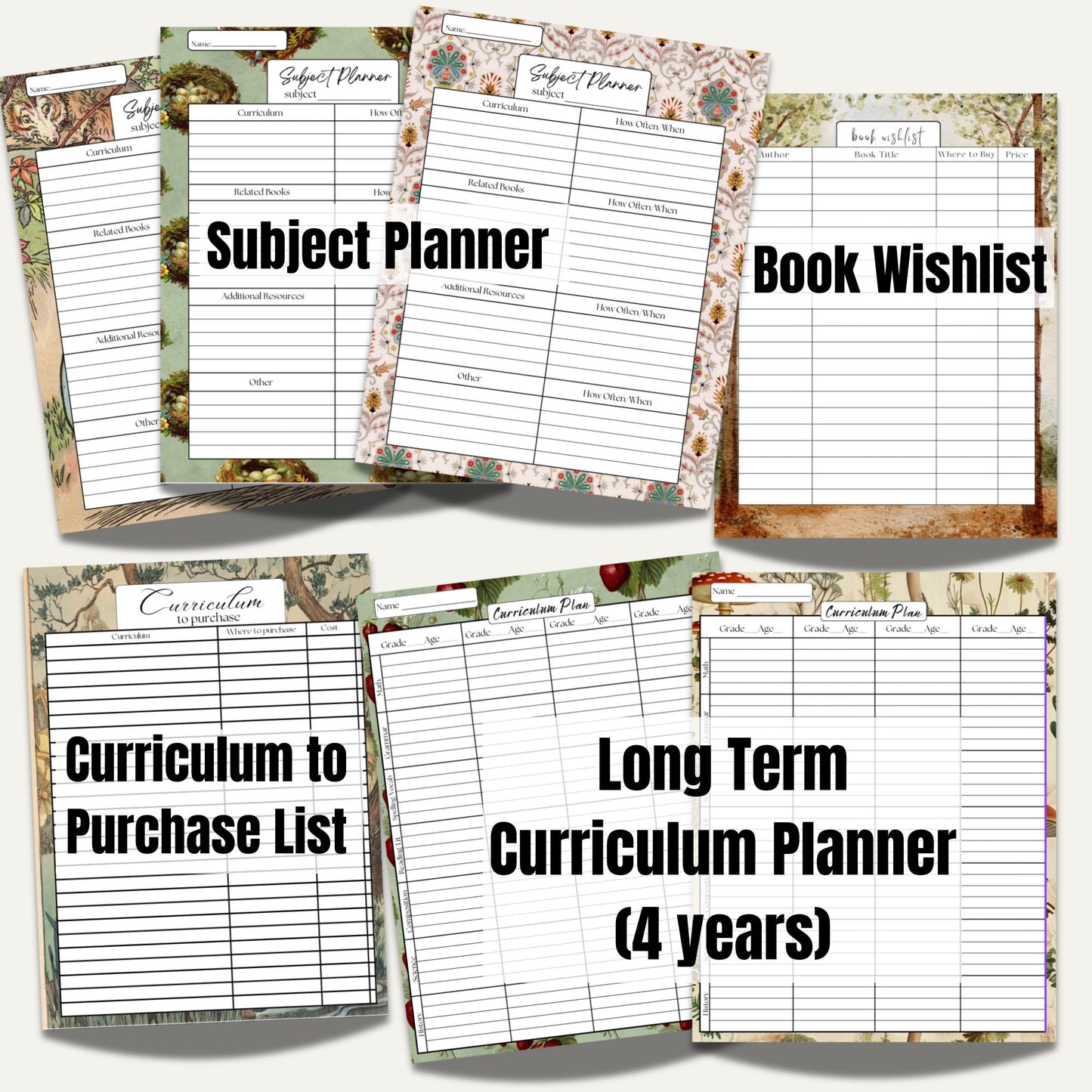 2025 2026 Printable Homeschool Planner | Vintage Storybook Theme | SO many planning pages | Homeschooling Schedule | Monthly Calendar |