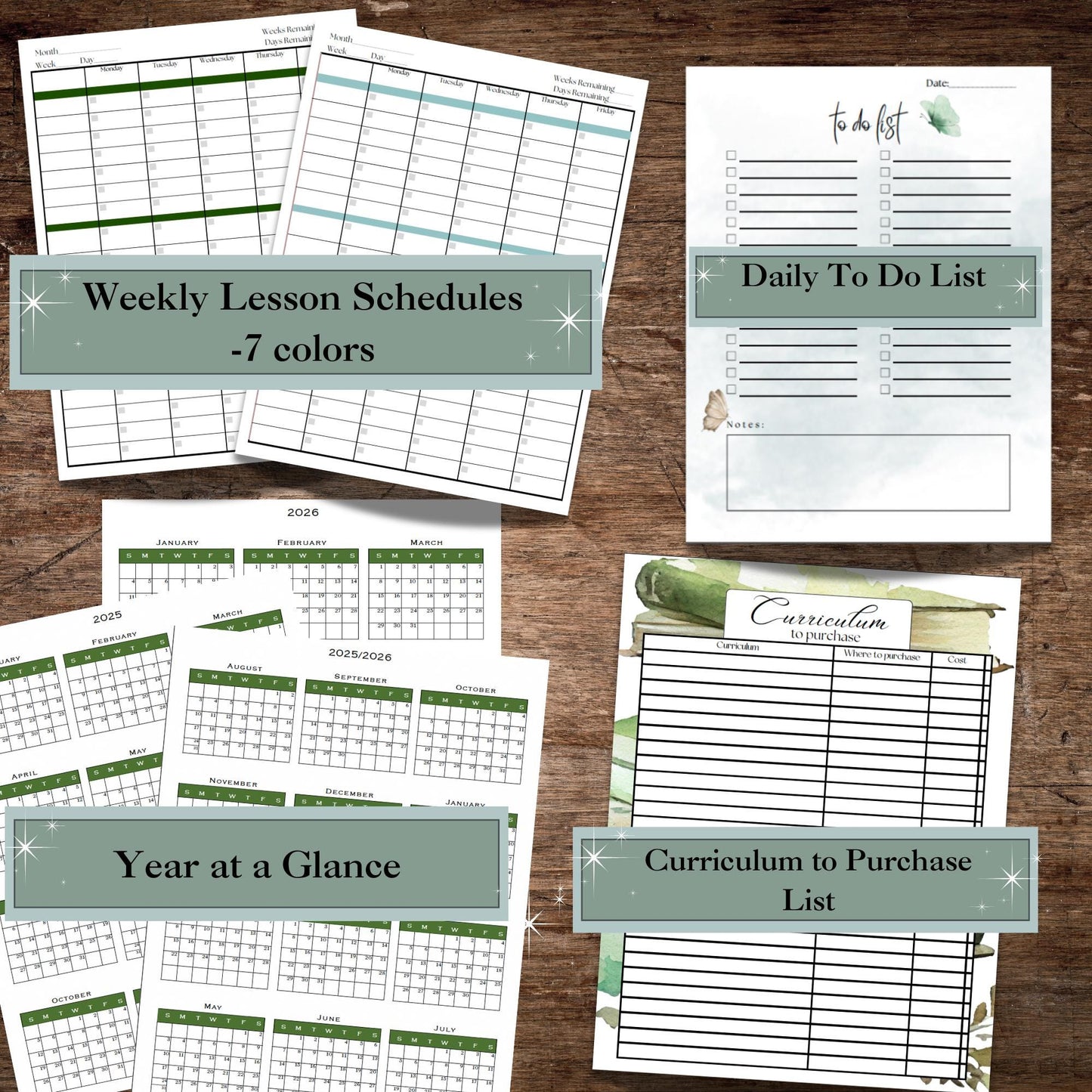 Homeschool Planner Printables 2025 2026 | Charlotte Mason Inspired | Nature Themed | Academic Year | A full TWO years of Calendars! |