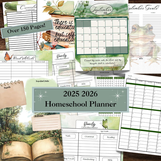 Homeschool Planner Printables 2025 2026 | Charlotte Mason Inspired | Nature Themed | Academic Year | A full TWO years of Calendars! |